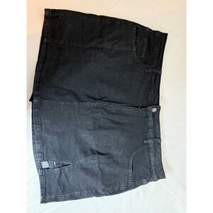 Luvamia Womens Black Denim Mini Skirt Side Slit Stretch LC7811027-2 Size 2XL NWT
